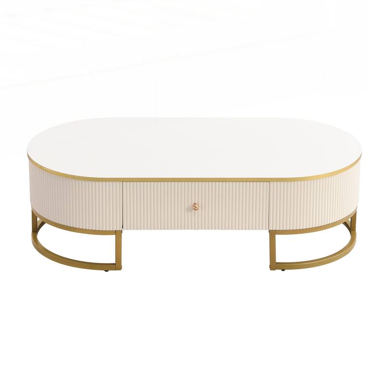 Modern Oval Coffee Table with Drawers