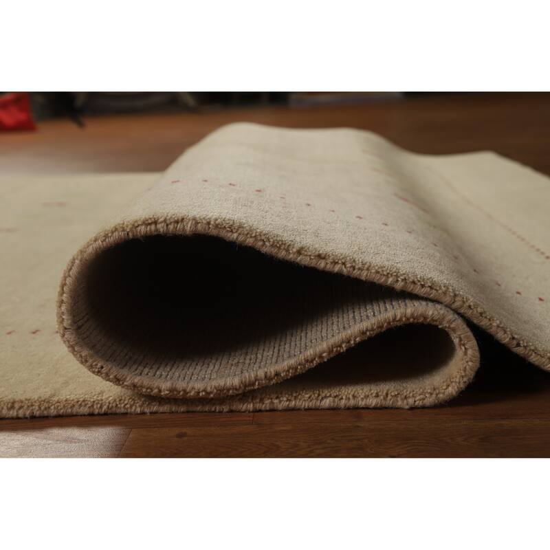 Hand Knotted Oriental 100% Wool Carpet Tribal Tribal Beige & Ivories Gabbeh Area Rug - 7' 9'' X 5' 7''
