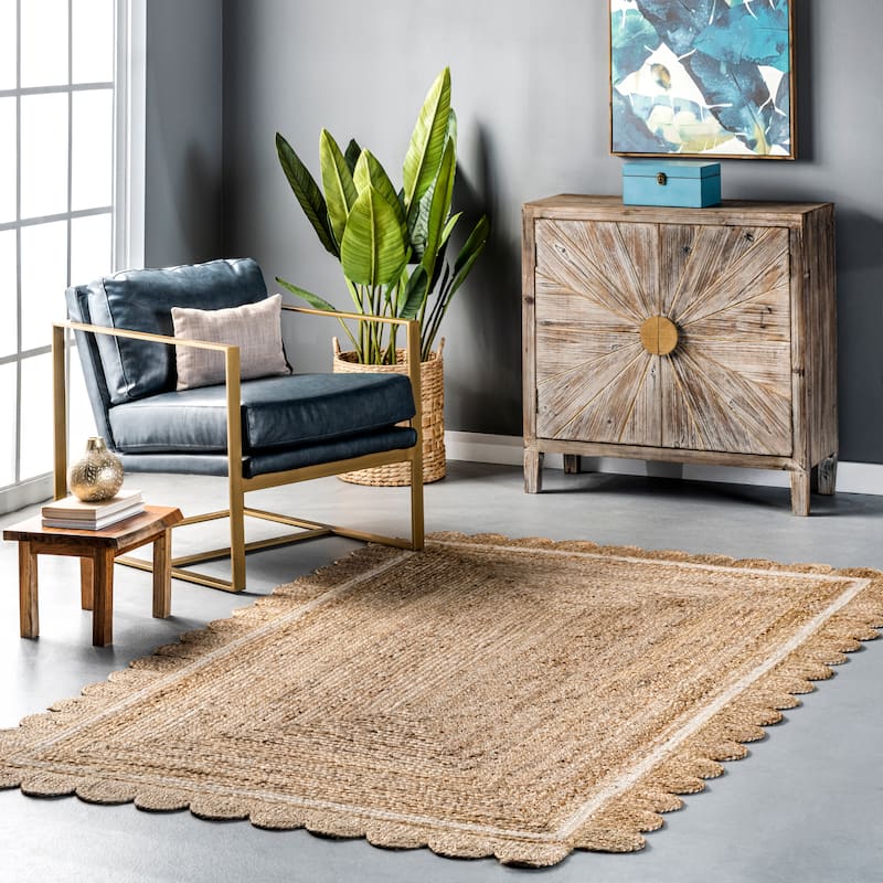 Nuloom Tera Petals Braided Jute Area Rug - 7'6" x 9'6" - Ivory