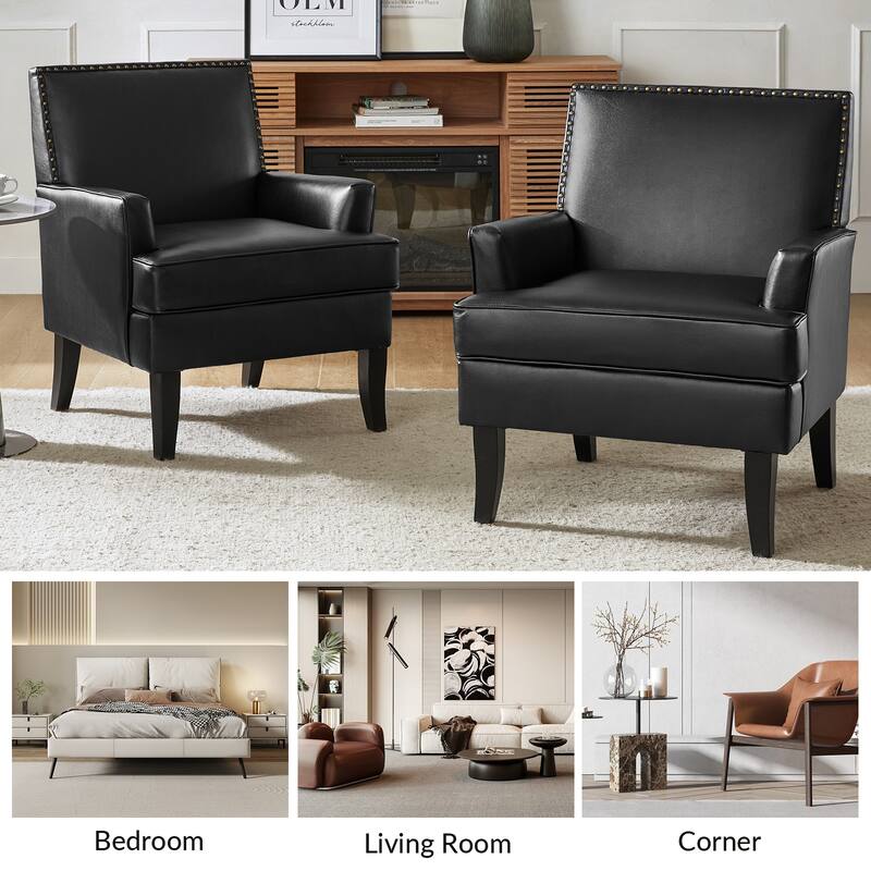 Nileus Contemporary and Classic Polyester Accent Chair with Solid Wooden Legs by HULALA HOME