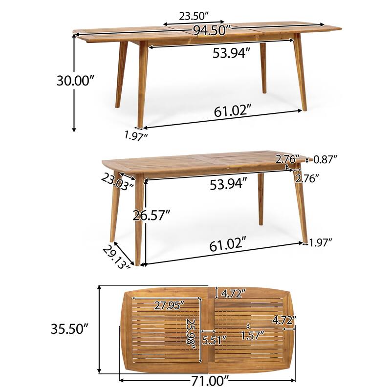 Christopher Knight Home - Raventon Outdoor Acacia Wood Extendable 7-Piece Patio Dining Set with Cushioned Chairs