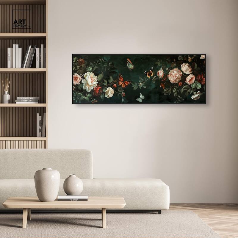 Emerald Floral Panoramic Canvas by Art Remedy