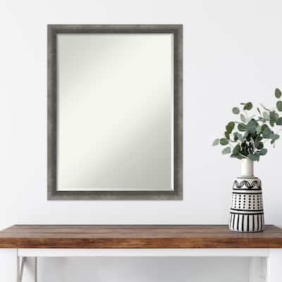 Burnished Concrete Narrow Half-Inch-Bevel Wood Framed Wall Mirror - Burnished Concrete Narrow - Glass Size 18x24