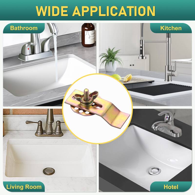 WOWOW Set of 10 Premium Metal Mounting Clips for Sinks