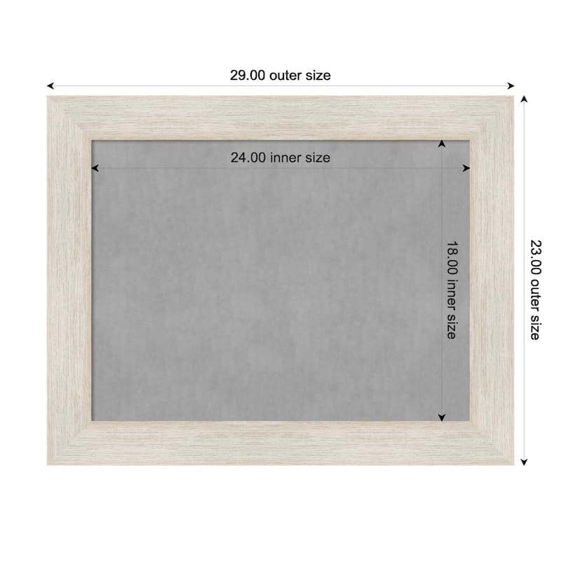 Amanti Art Hardwood White Wash Framed Magnetic Board - Board Size 24x18