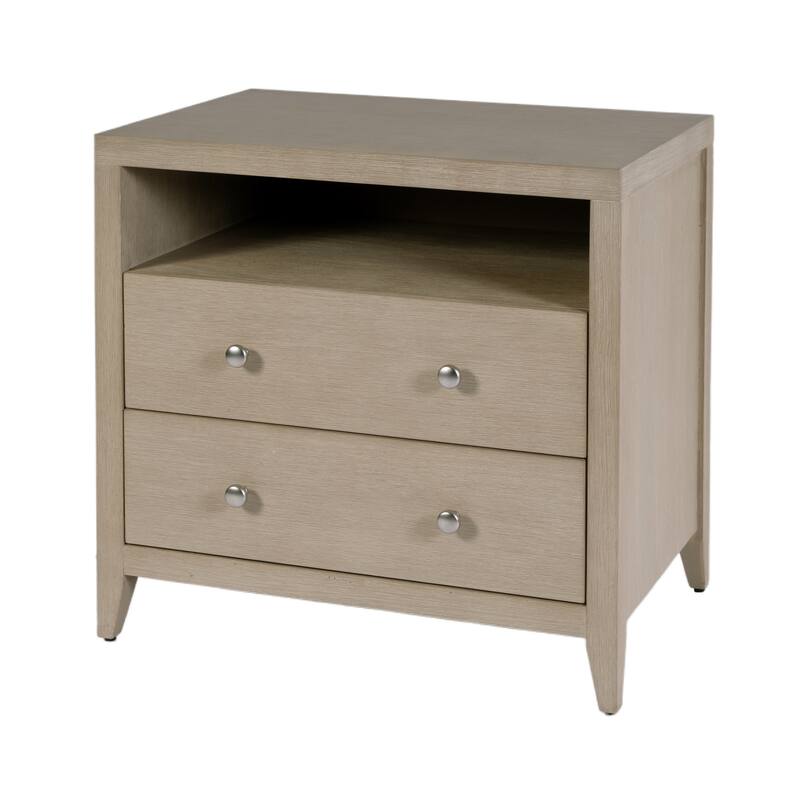 Dana 28 in. W Rectangular Wood 2 Drawer Nightstand with Top Shelf - Antique Taupe
