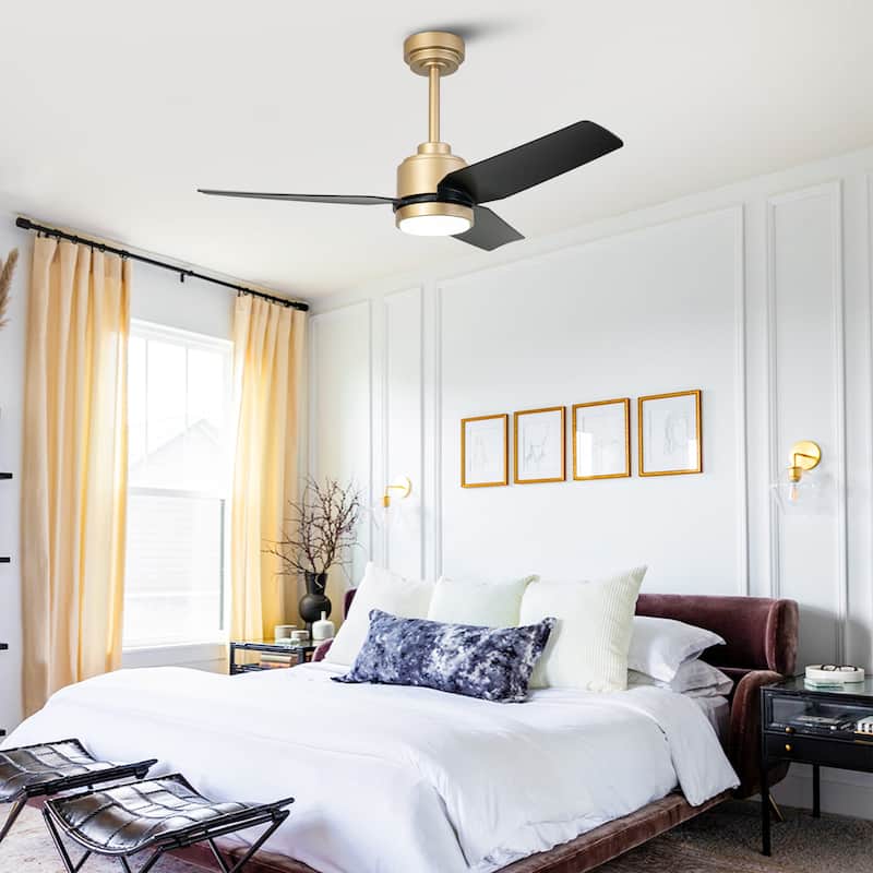 Modern 42" Gold ABS Intergated LED Ceiling Fan with Light and Remote