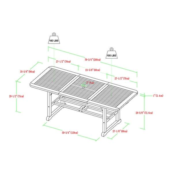 dimension image slide 1 of 2, Middlebrook Hydaburg 3-Piece Acacia Extension Dining Set - 55-79 x 35 x 30H