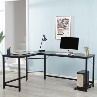 Porch and Den Zurich L-Shaped Desk Corner Computer Desk (Black)