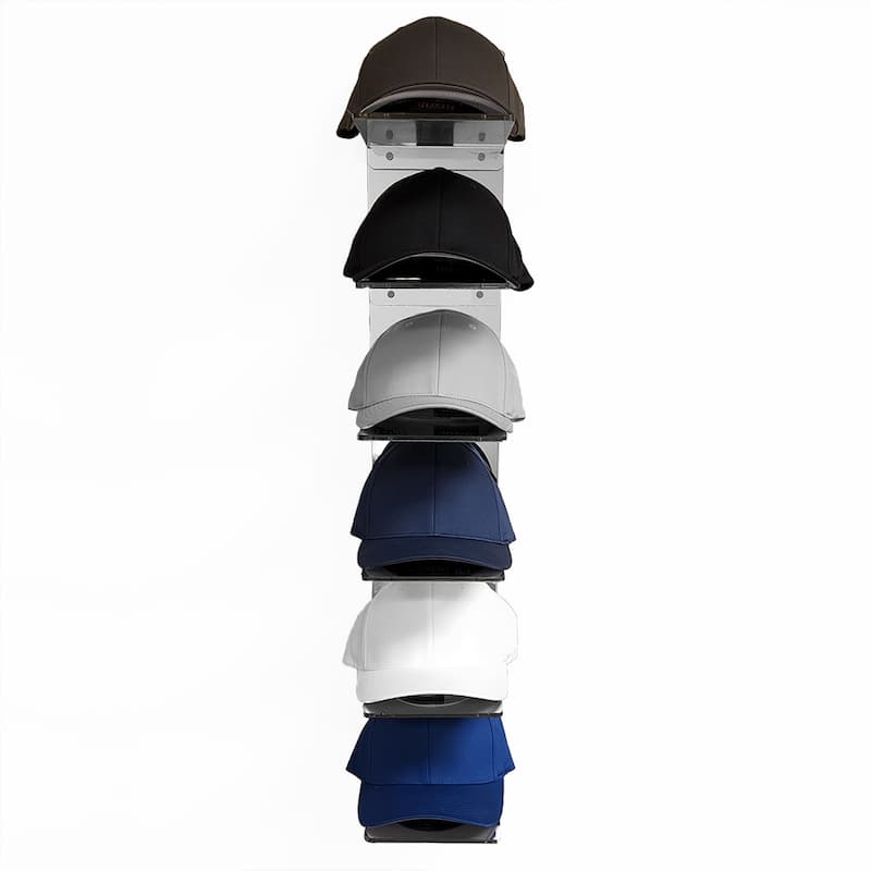 OnDisplay Luxe Acrylic Hat Rack Display - Wall Mounted Baseball Cap Organizer - Multi Shelf Wall Display for Hats
