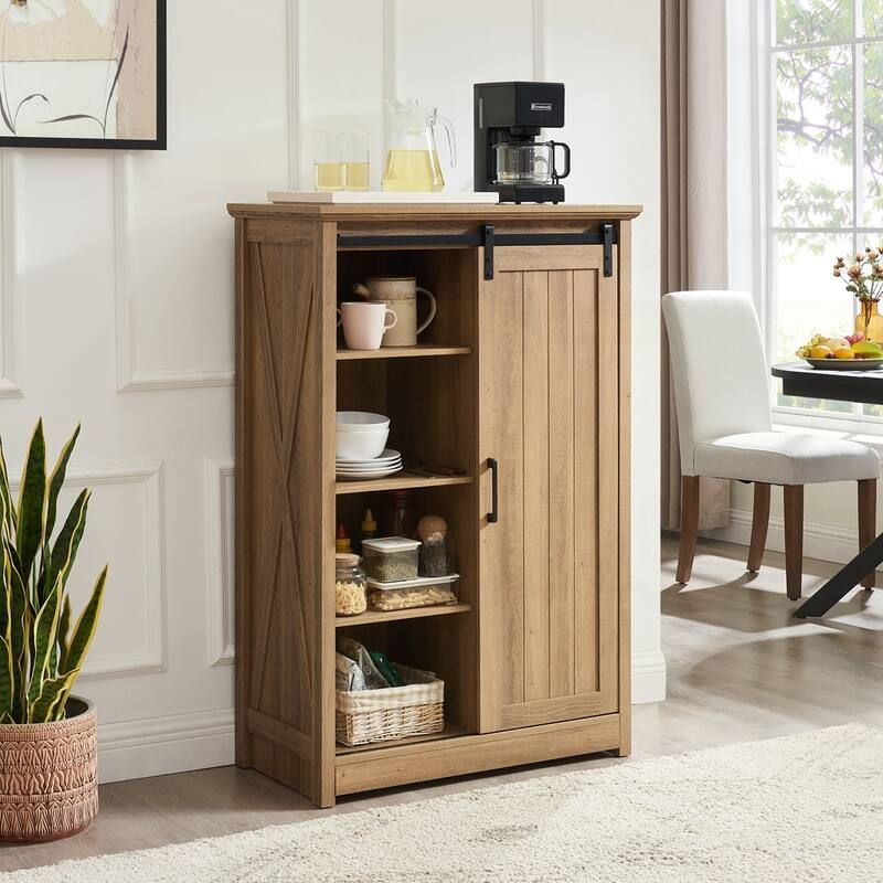 Storage Organizer Dresser with Sliding Barn Door