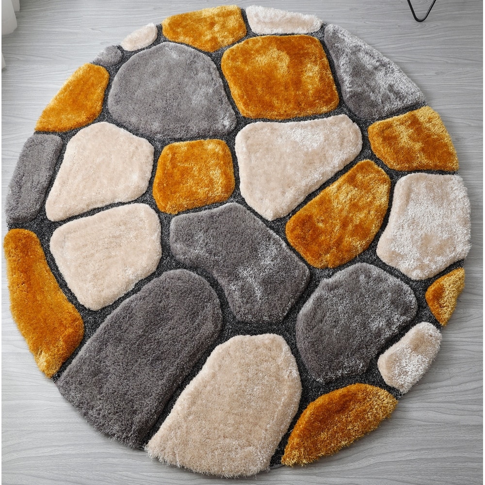 Mateos Shag Collection Stone Area Rug