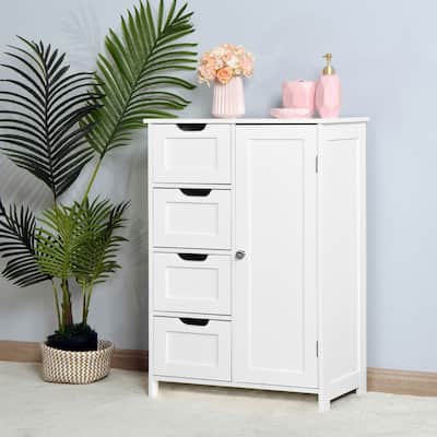 Bathroom Storage Cabinet, Floor Cabinet with Adjustable Shelf and Drawers