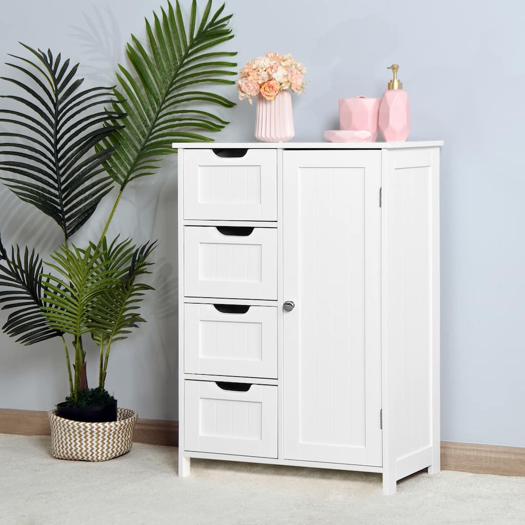 Bathroom Storage Cabinet, Floor Cabinet with Adjustable Shelf and Drawers