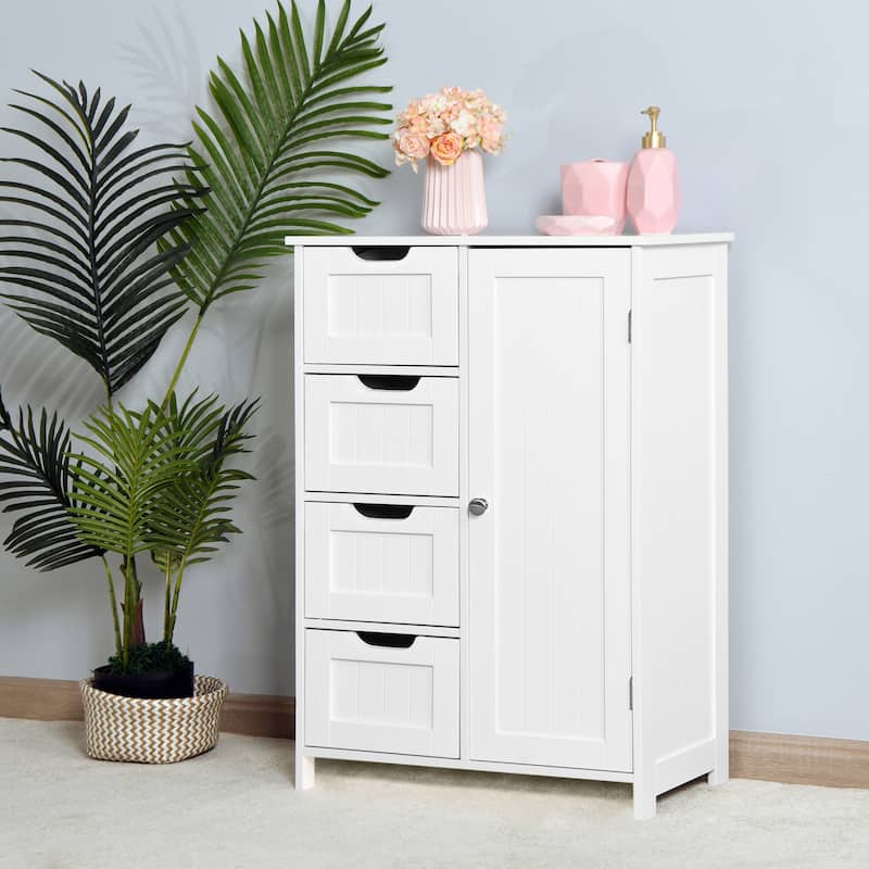 Bathroom Storage Cabinet with Adjustable Shelf and Drawers