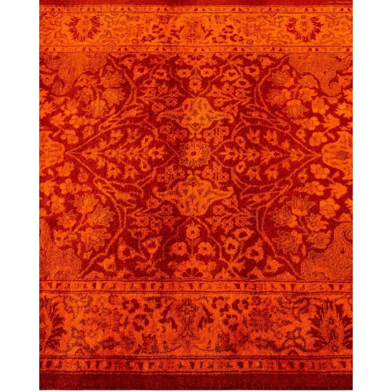 Overton Hand Knotted Wool Vintage Inspired Modern Contemporary Overdyed Orange Runner Rug - 2' 7" x 8' 5"