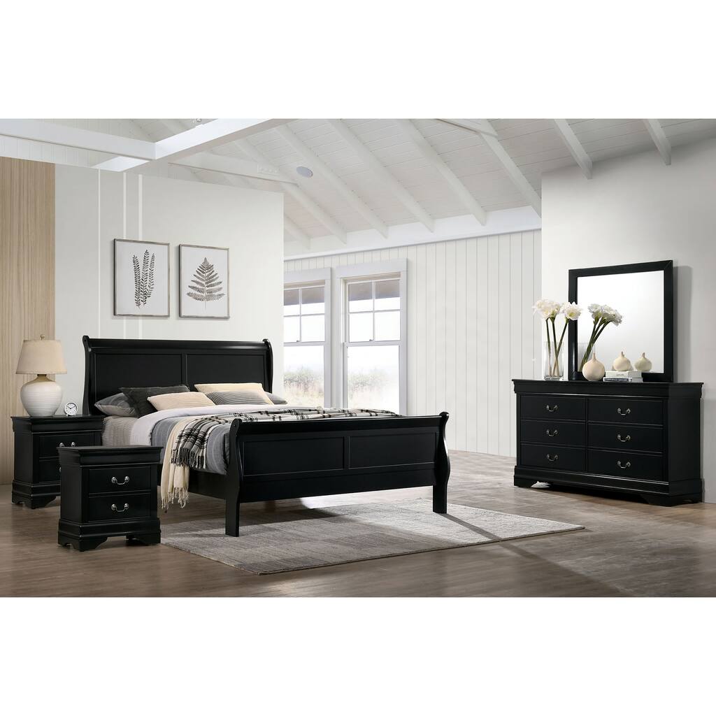 Lavina Transitional Solid Wood 5-Piece Sleigh Bedroom Set by Furniture of America