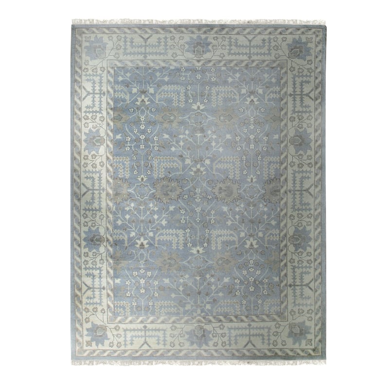 Hand-Knotted Wool Oushak Rug, 10' x 14', Gray Area Rug, Soft Luxurious Texture for Elegant Living Rooms - L