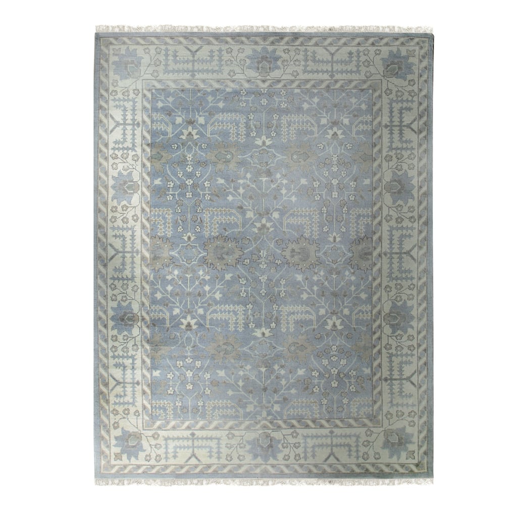 Hand-Knotted Wool Oushak Rug, 10' x 14', Gray Area Rug, Soft Luxurious Texture for Elegant Living Rooms - L