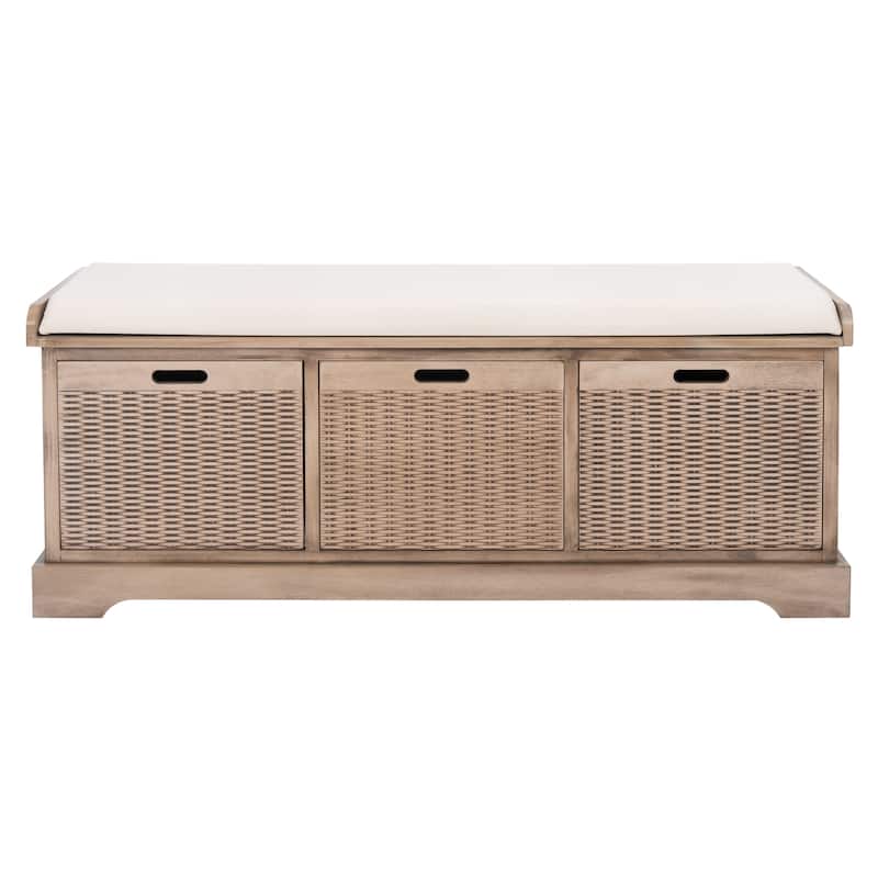 SAFAVIEH Fiorello 3-Drawer with Cushion Storage Bench - 47.3" W x 15" L x 19" H - 47Wx15Dx19H