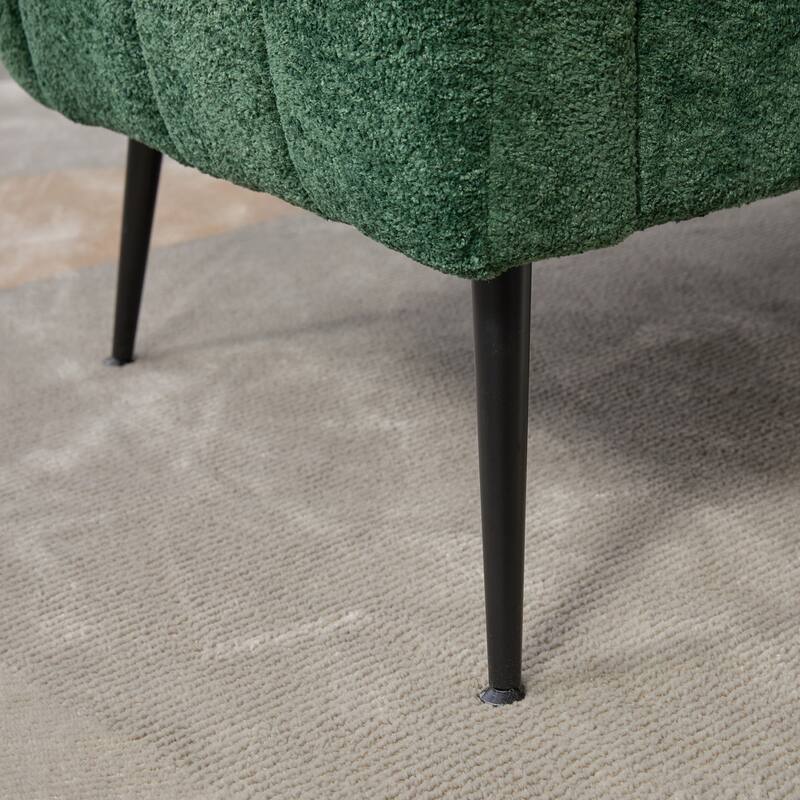 50.2'' Wide Upholstered Chenille Mini Loveseat Accent Couch, Modern Glam Small Settee with Metal Legs