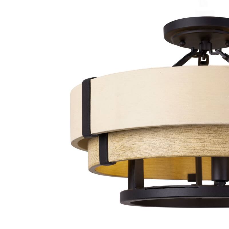 Varaluz Blonde Moment 3-Light Semi-Flush Ceiling Light - Matte Black/Honey/Medium Oak