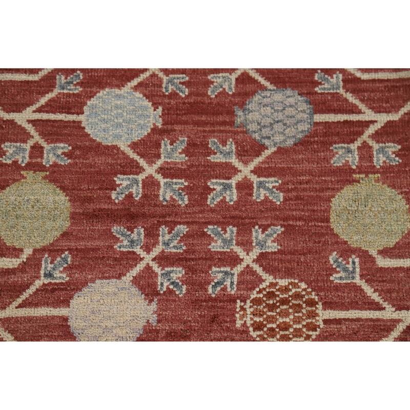 Hand Knotted Oriental 100% Wool Carpet Transitional All-Over Red Oushak Area Rug - 11' 11'' X 9' 4''