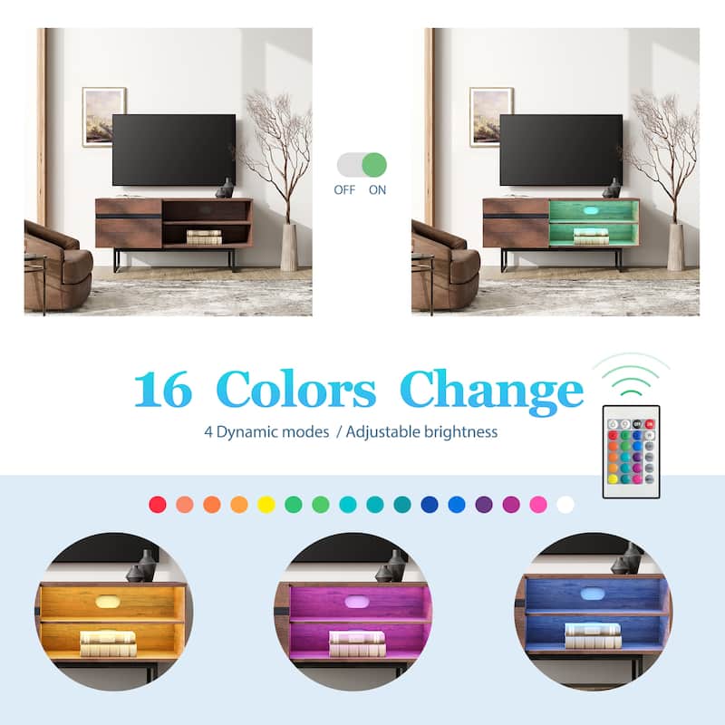 WAMPAT Modern TV Stand for up to 55 inch TV with Storage Cabinets