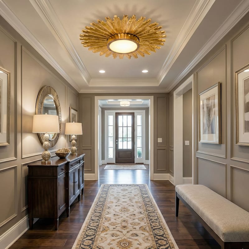 Parrot Uncle 22-inch Retro Gold Sunburst LED Flush Mount Ceiling Light