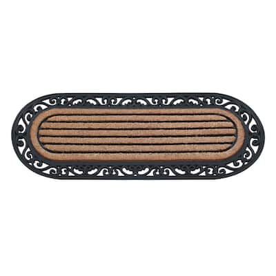 A1HC First Impression Oval 18" X 48" Rubber and Coir Molded Double Doormat