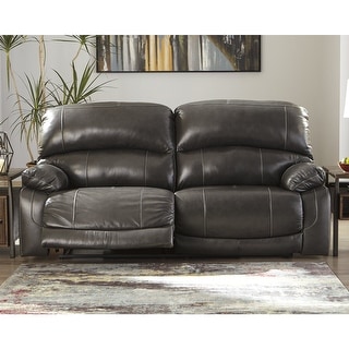 Signature Design by Ashley Hallstrung Coffee Leather Power Dual Reclining Sofa