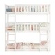 preview thumbnail 8 of 11, White Twin Size Triple Bunk Bed for Kids Bedroom, Rubber Wood Detachable Bunk Floor Bed Frame with Ladders & Guardrails