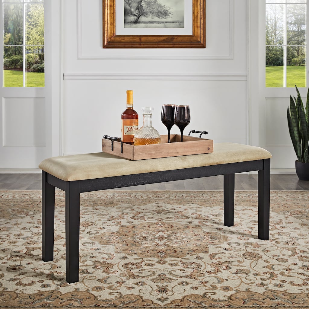 Wilmington Gold Microfiber Black Wood Base 48-inch Dining Bench by iNSPIRE Q Classic
