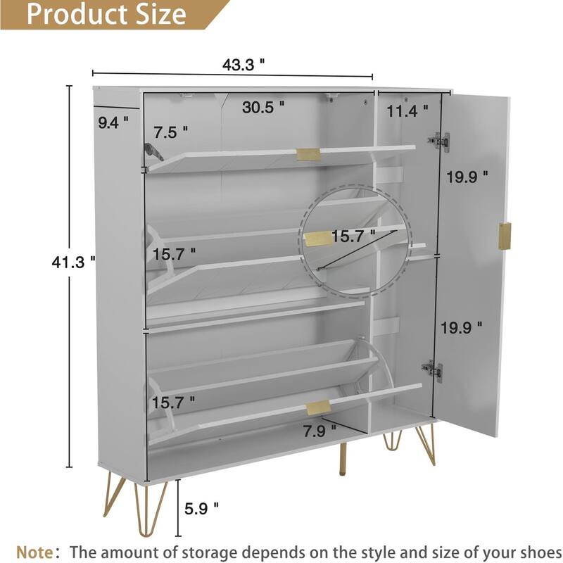 Shoe Cabinet Storage Cabinet with 3 Flip Drawers & Boot Rack Narrow Shoe Rack