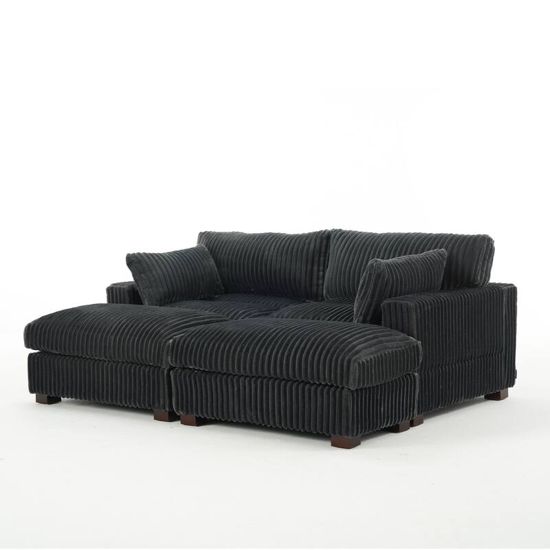 Modren Plush Oversized Modular Sectional Sofa Set with Chaise&Ottoman.
