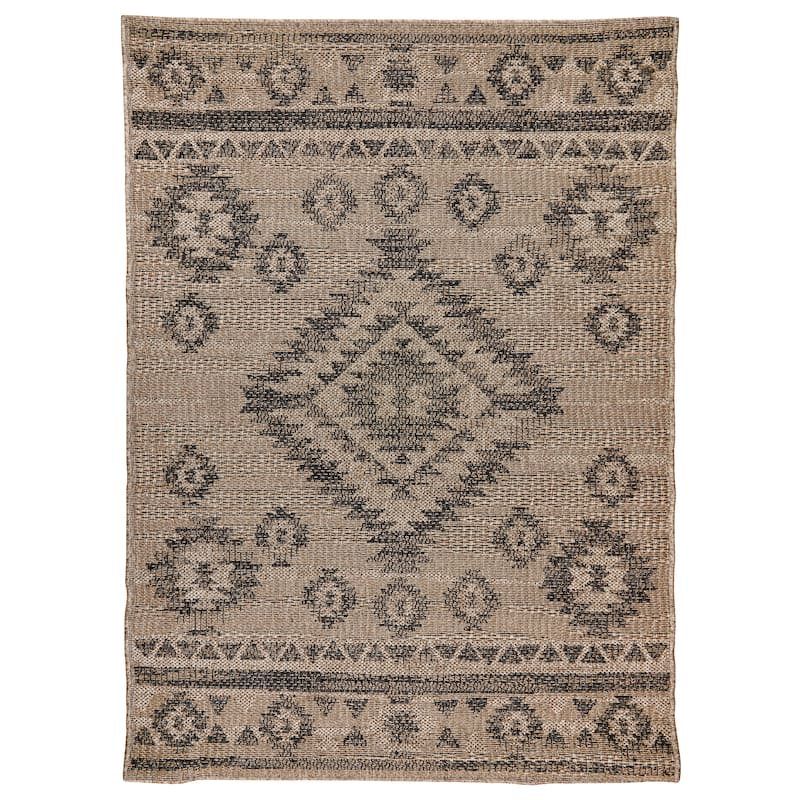 Terra by Obeetee Sol Layla Natural Rug - Natural/Criss Cross - 5'3" x 7'3"