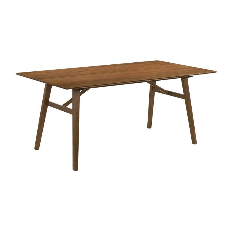 Yumi 71 Inch Dining Table, Trestle Base, Wood Grain Finish, Walnut Brown - Brown