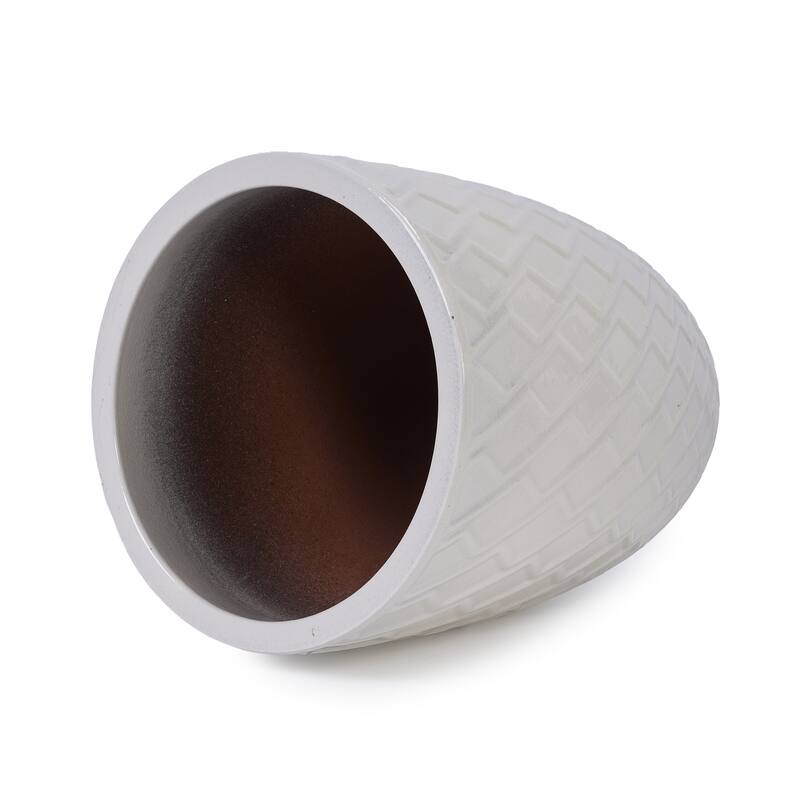 Handmade White Ceramic Planter Pot 16.54" W x 21.26" H, Large Indoor Outdoor Flower Pot for Potted Plants