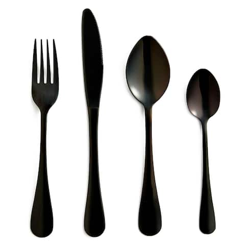 Flatware Stainless Steel Onyx Black 16-piece Set - None