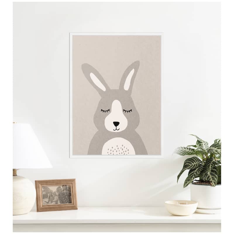 Kate and Laurel Bunny by July Art Prints Framed Canvas Wall Art Print
