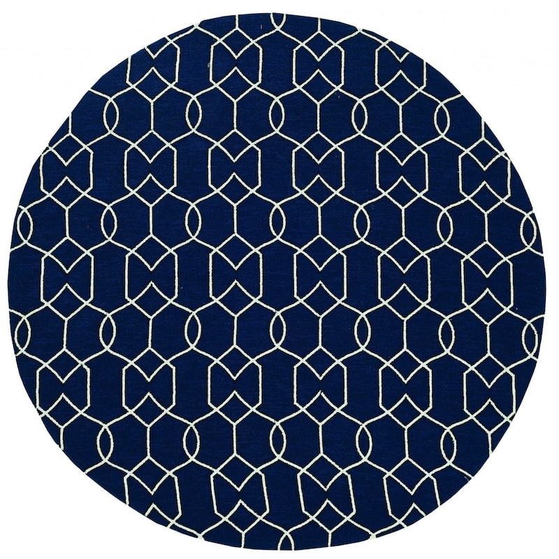 Jana Sleek Geometric Weather Resistant Heritage-Inspired Hand-Woven Round Outdoor Rug - 7' Round