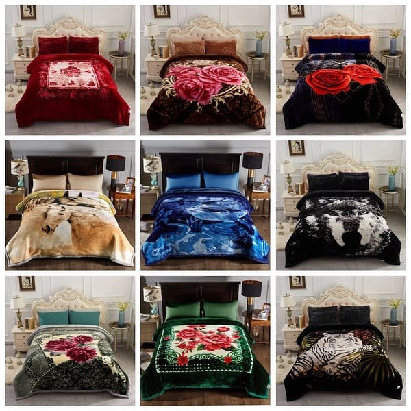 2 Ply Heavy Blanket 2 Sides Printed Soft Thick Warm Bed Throw