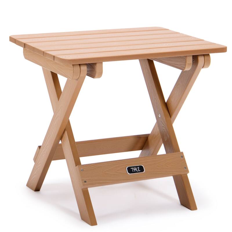 Outdoor Portable Folding Square Table with Fade-Resistant Material - Brown