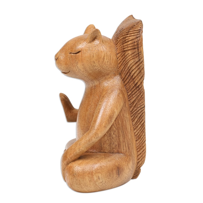 Novica Handmade Blessing Squirrel Wood Sculpture