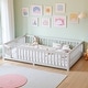 preview thumbnail 110 of 159, Wood Floor Bed with Safety Guardrails and Door Queen - White11