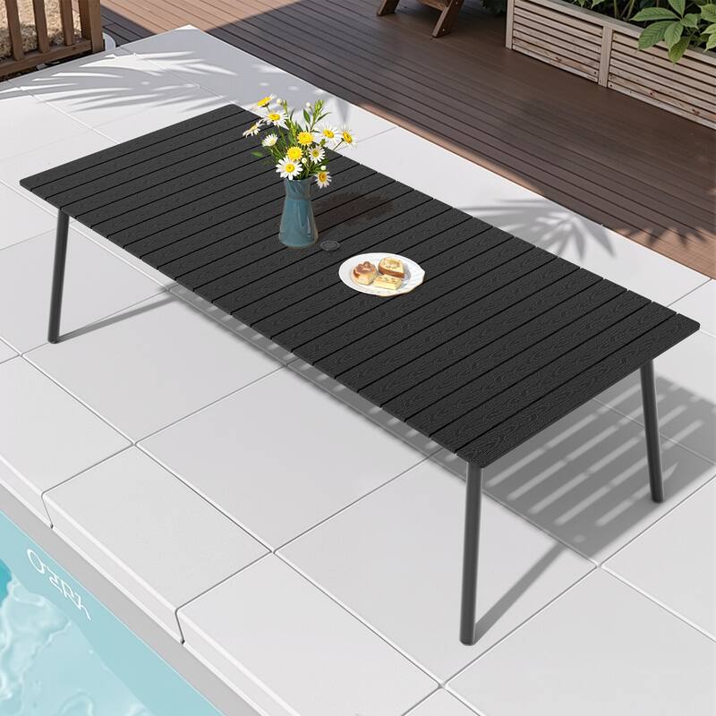 Pellebant Outdoor Rectangle Aluminum Dining Table with Umbrella Hole