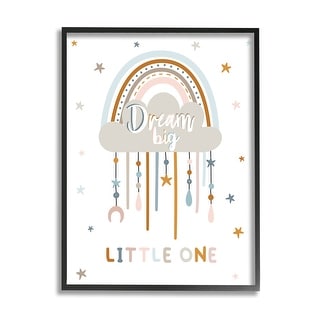 Stupell Dream Big Little One Nursery Rainbow Clouds Framed Wall Art, Design by Angela Nickeas - Multi