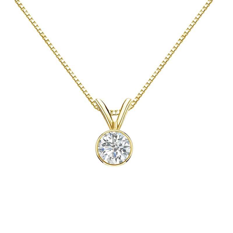 Auriya 1/2ctw Round Solitaire Diamond Necklace 14k Gold Bezel-set (I-J, SI2-SI3) - Yellow