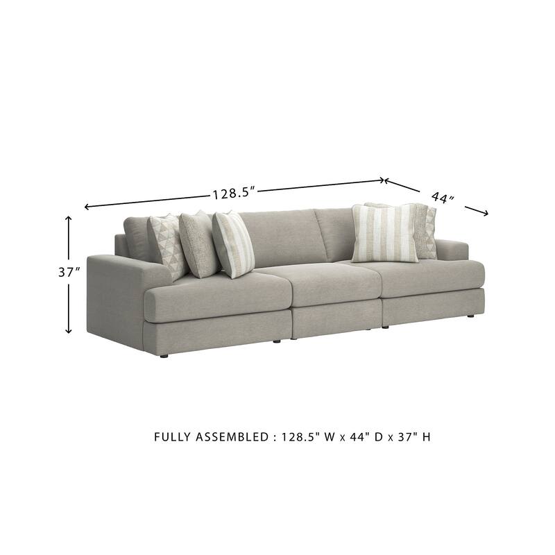 Signature Design by Ashley Avaliyah Gray 3-Piece Sectional Sofa - 128" W x 44" D x 37" H