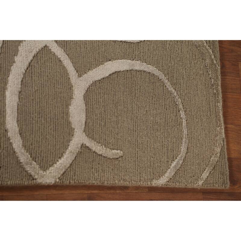 All-Over Nepalese Modern Area Rug Hand-Knotted Wool Carpet - 6'0" x 8'10"